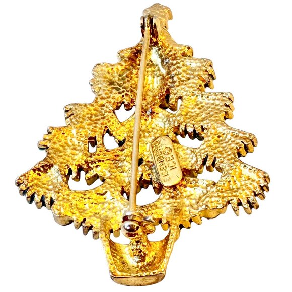 EISENBERG ICE Vintage Christmas Tree Brooch Green Enamel & Rhinestones Signed - Picture 6 of 14